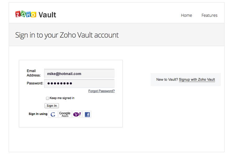 Getting Started With Zoho Vault