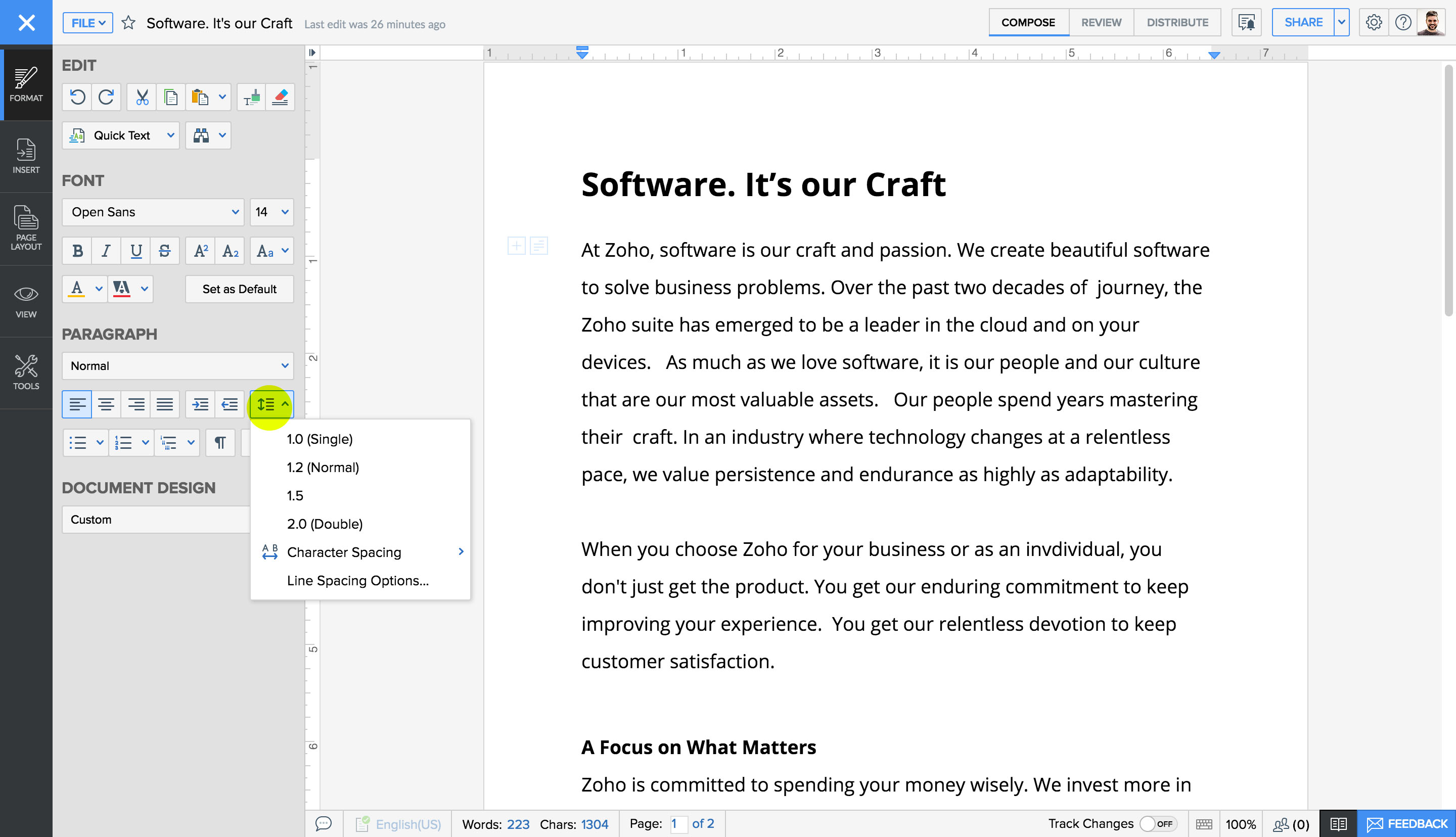增加/减少行距 增加/减少行距