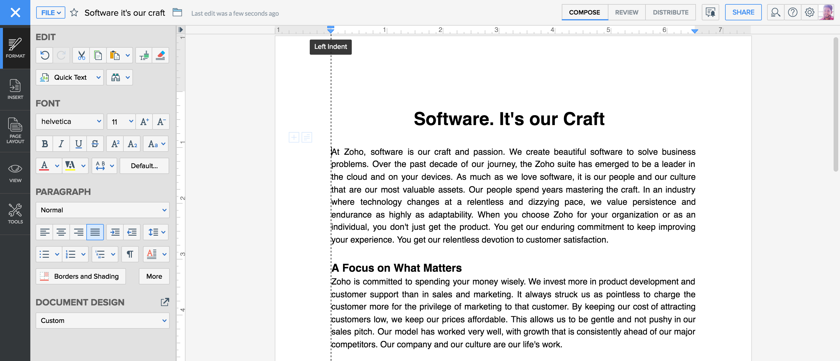 使用标尺设置缩进 使用标尺设置缩进