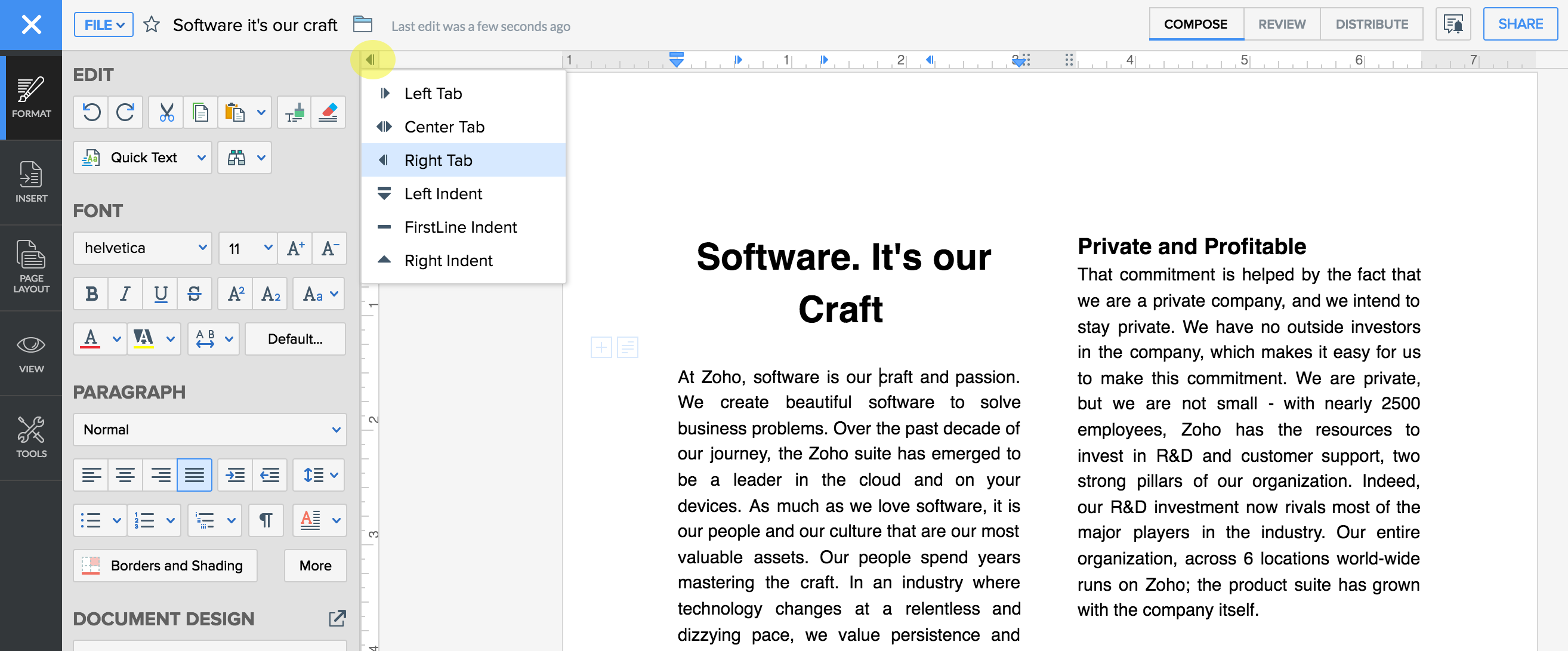 设置制表位 设置制表位
