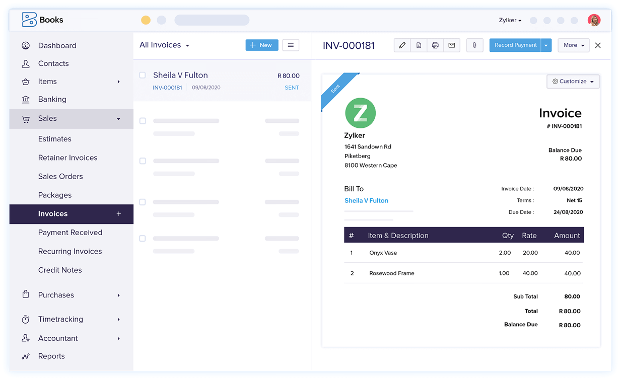 Professional Invoicing - Accounting and Invoice Software | Zoho Books
